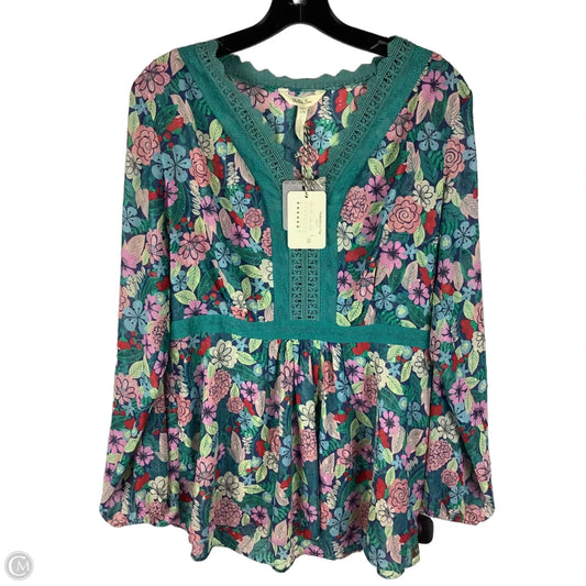 Top Long Sleeve By Matilda Jane In Floral Print, Size: L