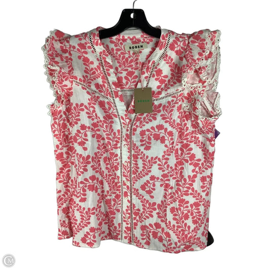 Top Short Sleeve By Boden In Pink & White, Size: 10