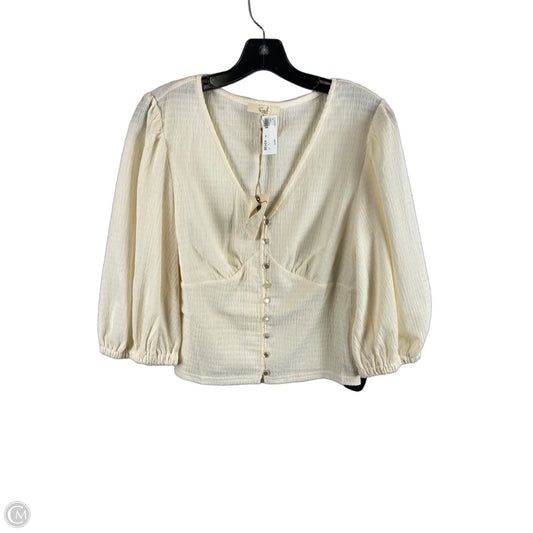 Top Short Sleeve By Easel In Cream, Size: L
