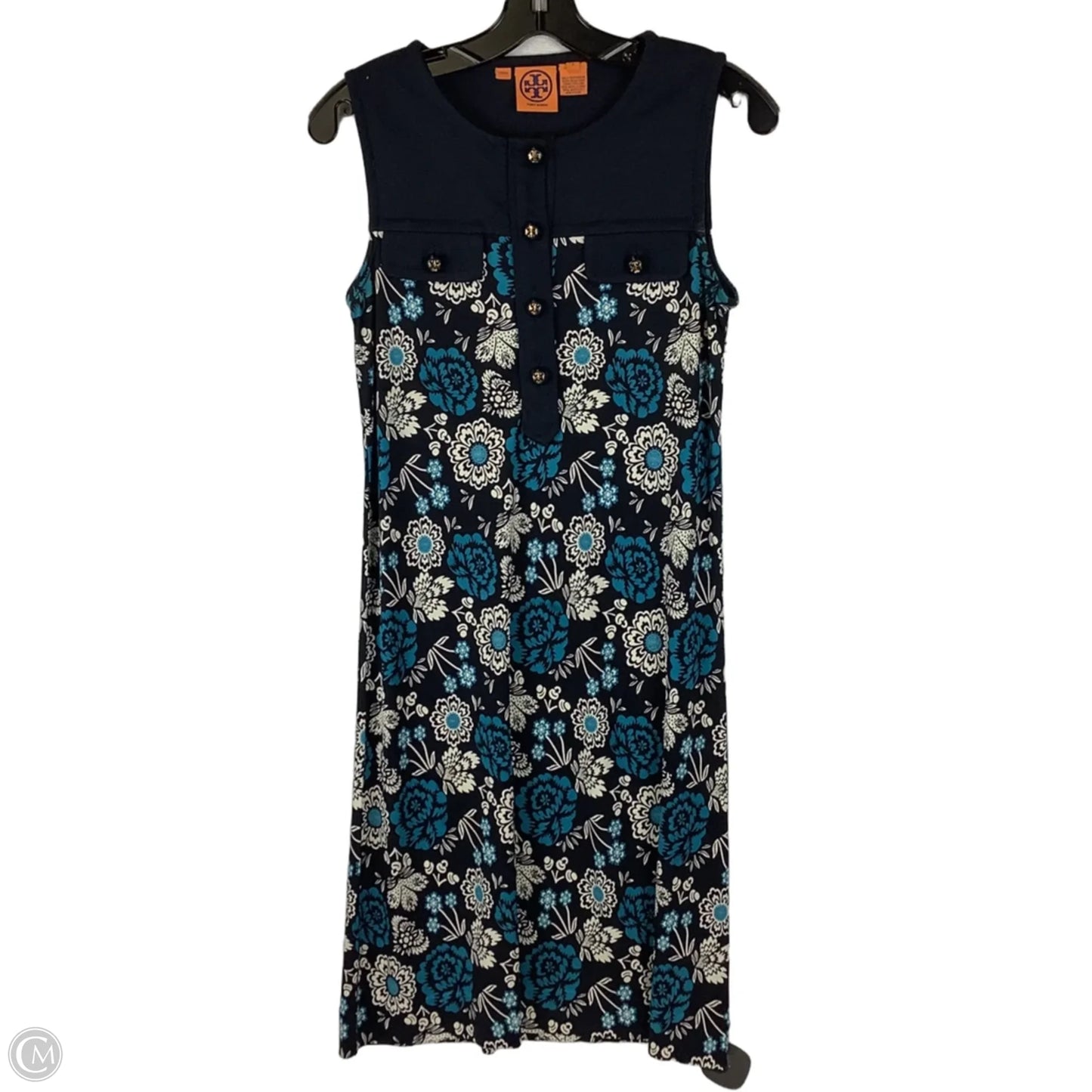 Dress Designer By Tory Burch 100% silk In Navy, Size: S