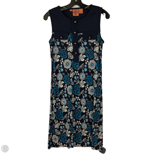 Dress Designer By Tory Burch 100% silk In Navy, Size: S