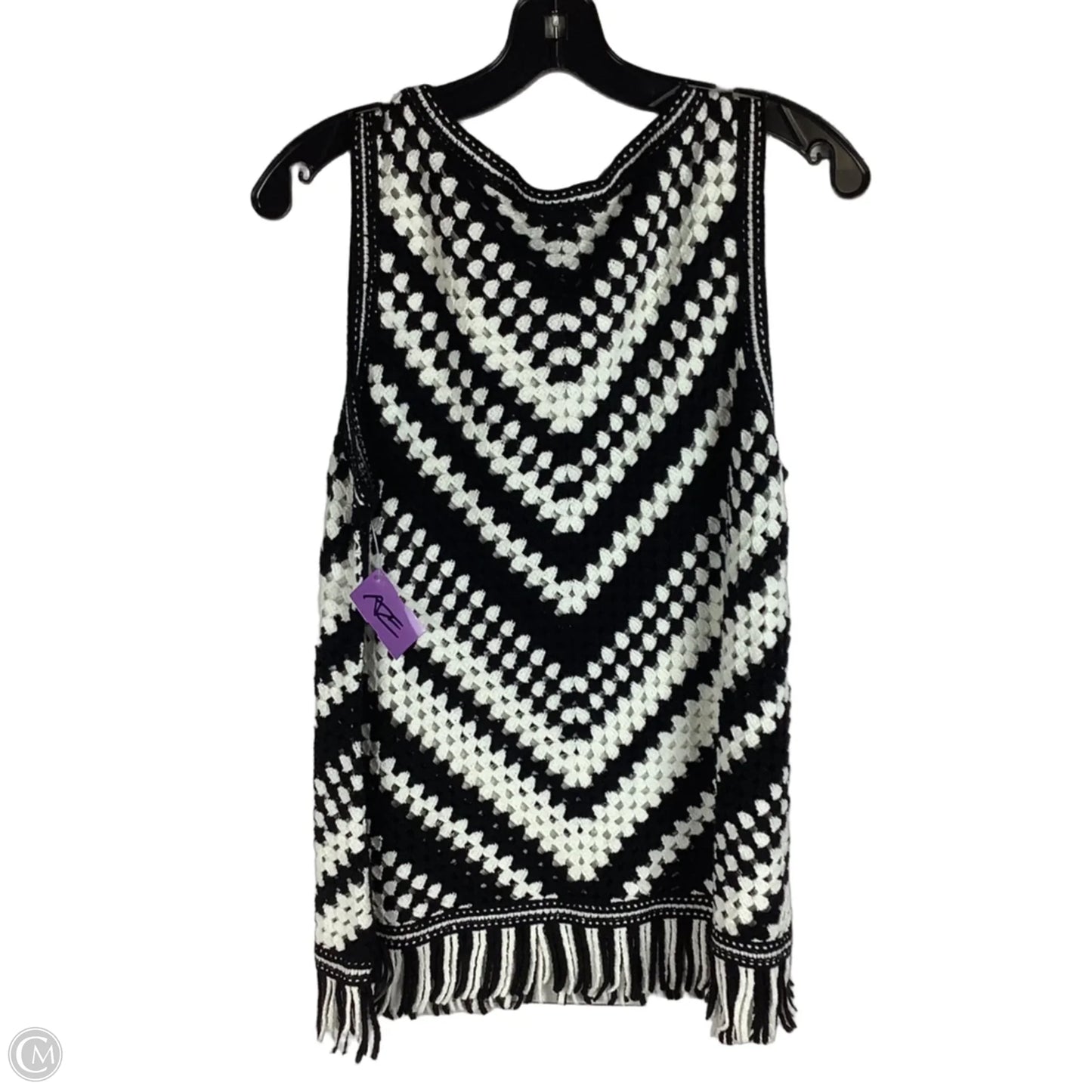 Top Sleeveless By Chicos In Black & White, Size: L