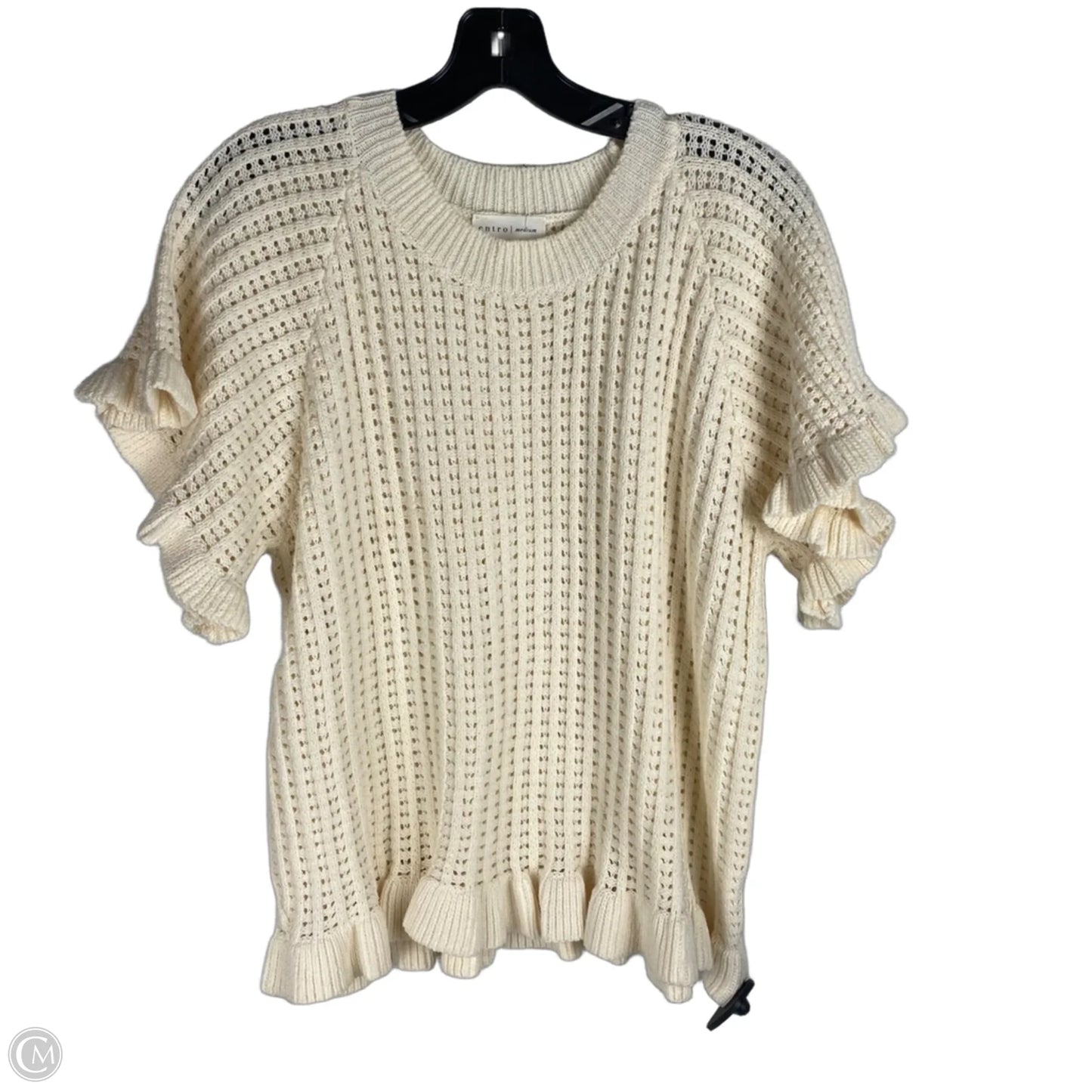 Sweater Short Sleeve By Entro In Cream, Size: M