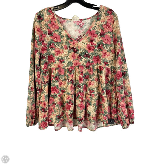 Top Long Sleeve By Bibi In Floral Print, Size: S