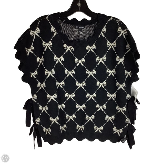 Sweater Short Sleeve By Blu Pepper In Black, Size: L
