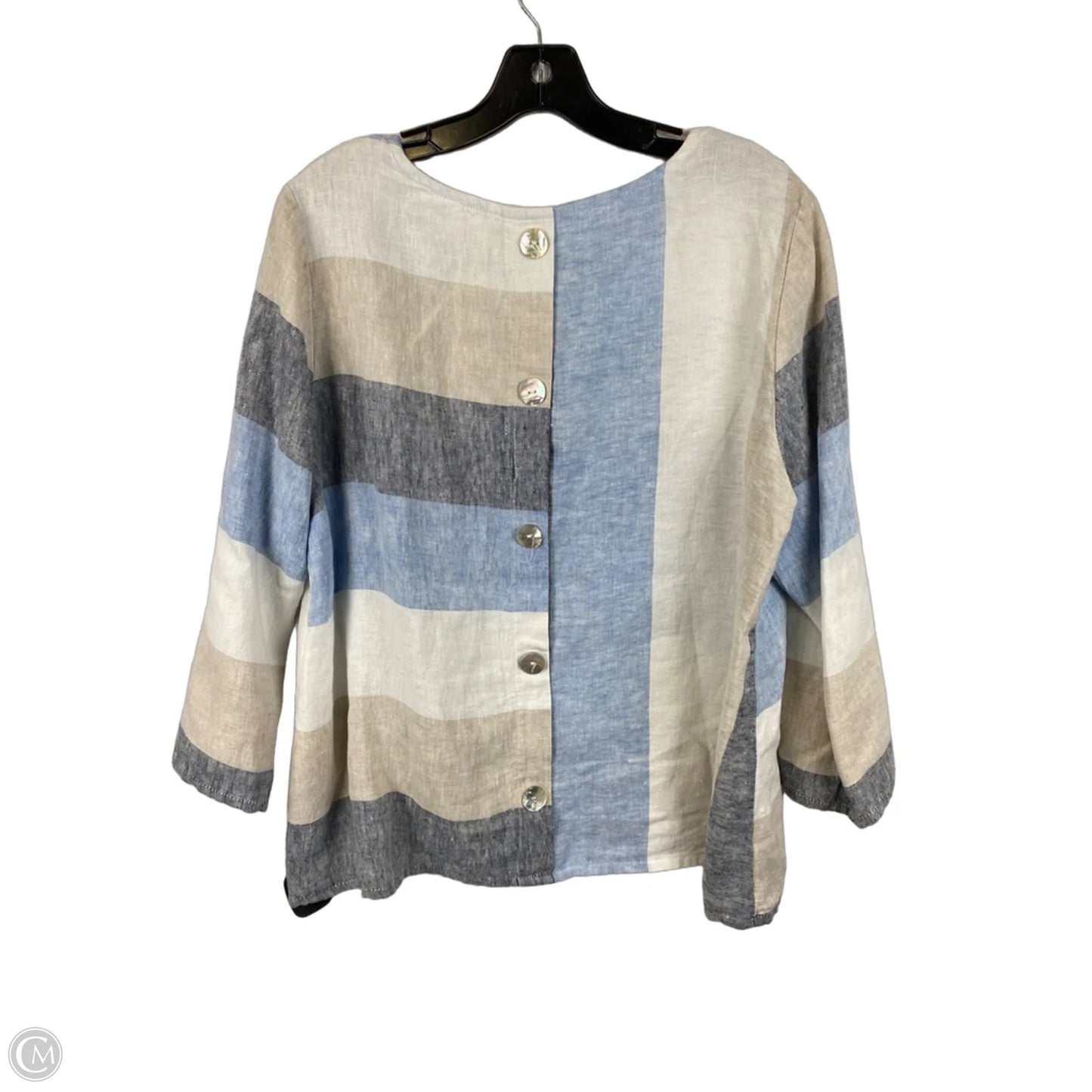 Top Short Sleeve By The Great. In Blue & Tan, Size: S