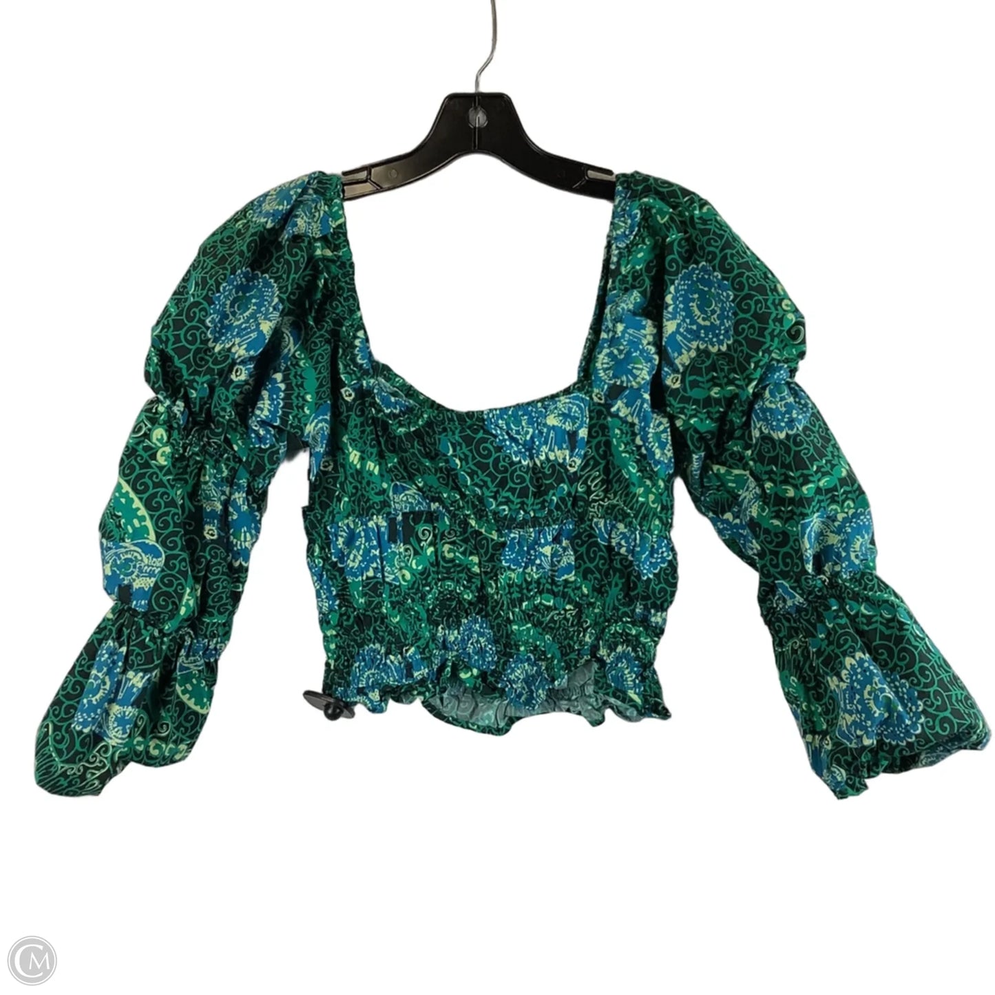 Top Long Sleeve By Porridge In Blue & Green, Size: S