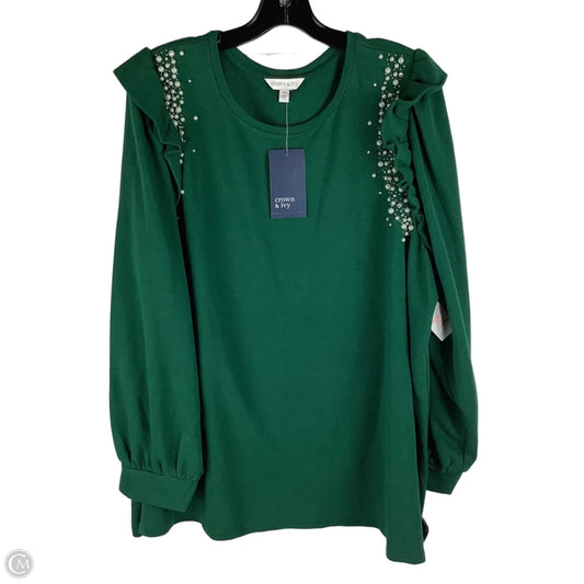 Top Long Sleeve By Crown And Ivy In Green, Size: 4X