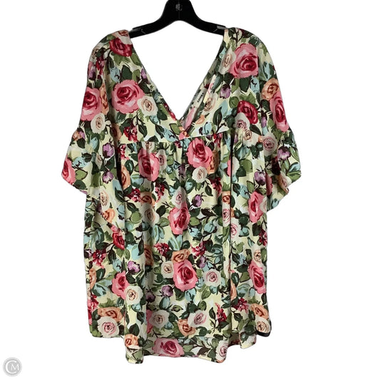 Top Short Sleeve By Adora In Floral Print, Size: 3x