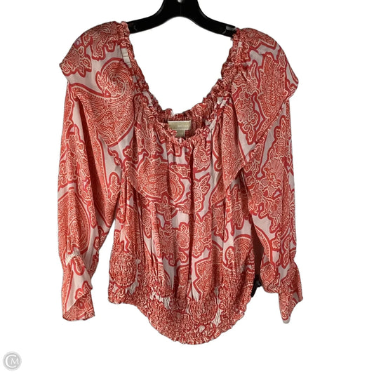 Top Long Sleeve By Michael By Michael Kors In Orange, Size: Xl