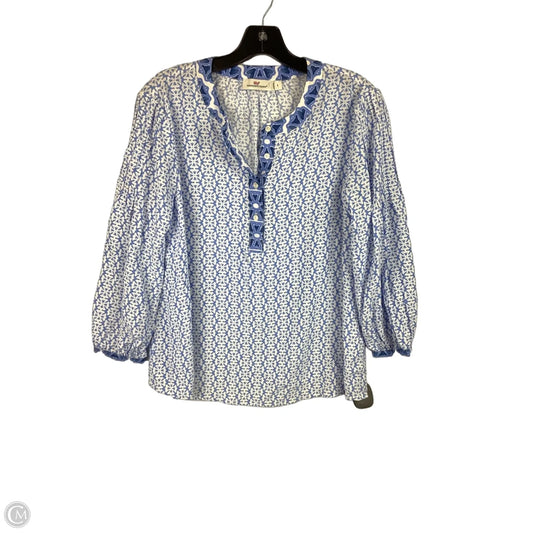 Top Long Sleeve By Vineyard Vines In Blue & White, Size: S