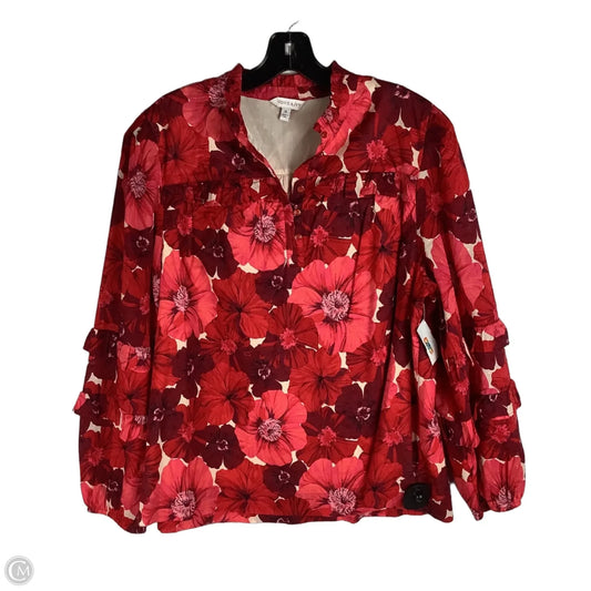 Top Long Sleeve By Crown And Ivy In Red, Size: Xl