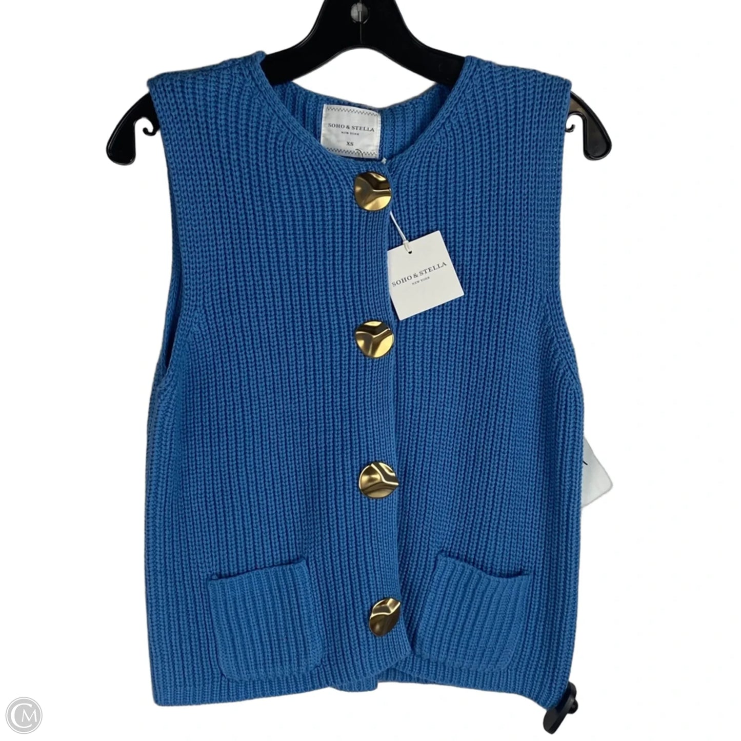 Vest Sweater By Clothes Mentor In Blue, Size: Xs