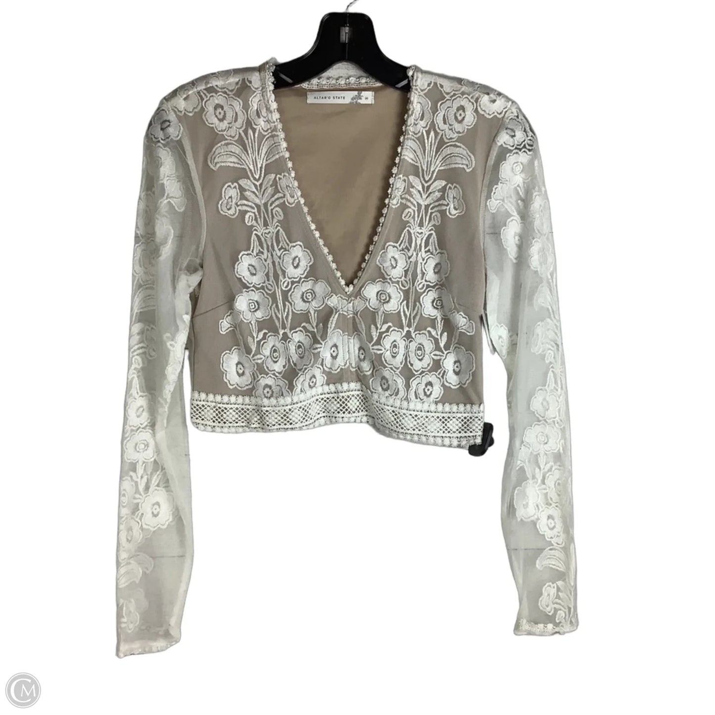 Top Long Sleeve By Altard State In Tan & White, Size: M