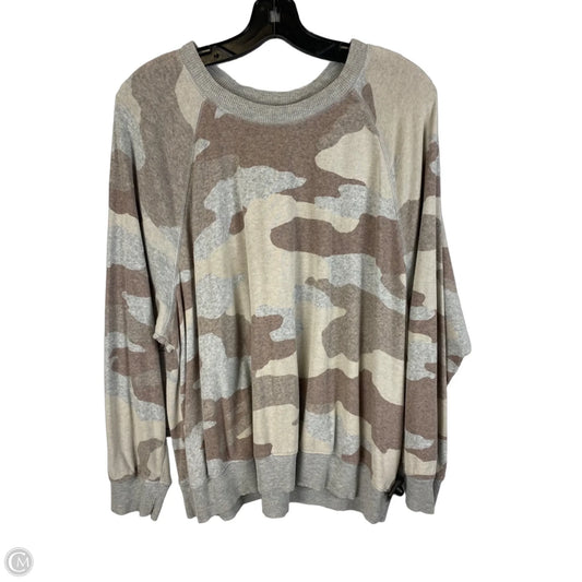 Top Long Sleeve By Aerie In Camouflage Print, Size: Xl