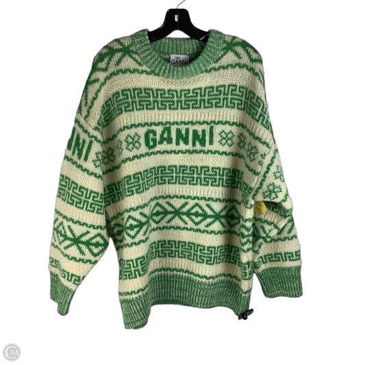 Sweater By Ganni In Cream & Green, Size: Xl