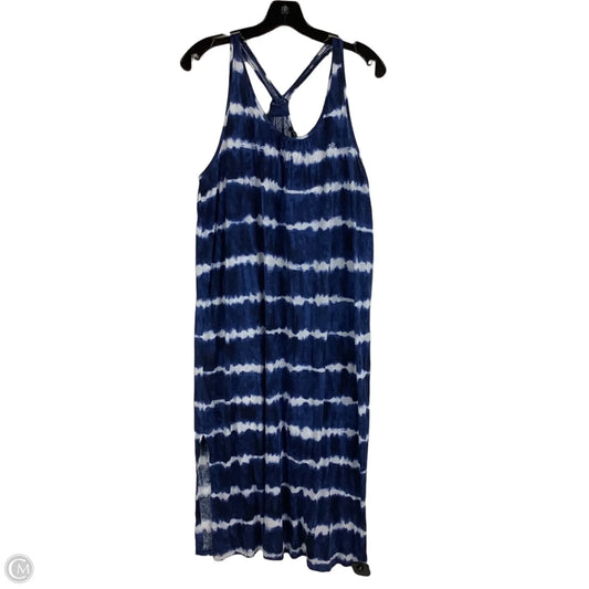 Dress Casual Midi By Lauren By Ralph Lauren In Blue & White, Size: L