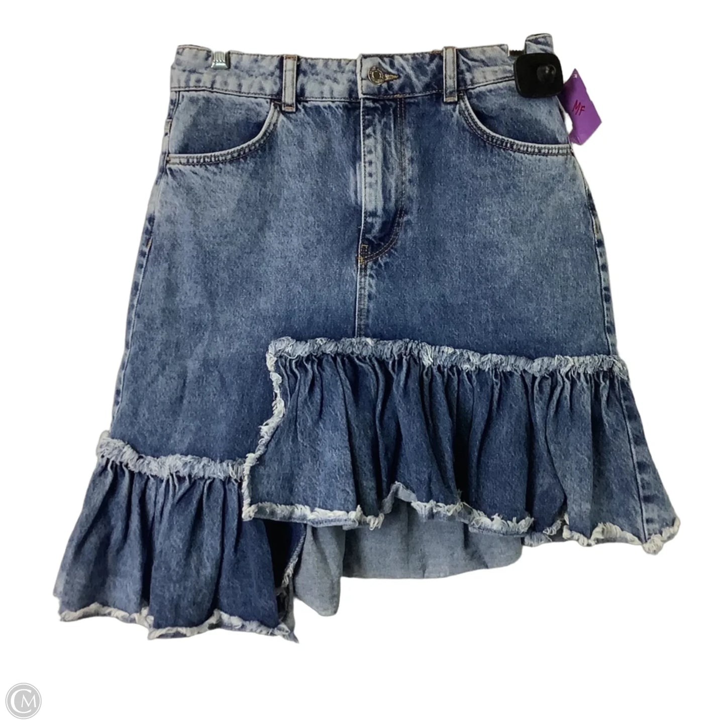 Skirt Midi By Bershka In Blue Denim, Size: M