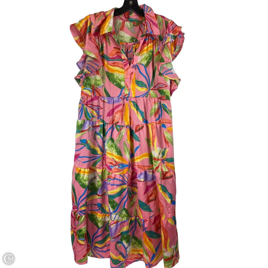 Dress Casual Midi By Clothes Mentor In Multi-colored, Size: Xl