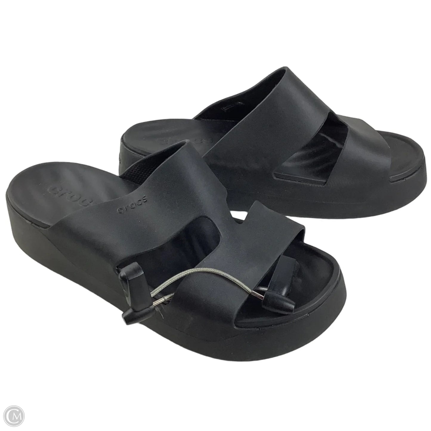 Sandals Heels Platform By Crocs In Black, Size: 11