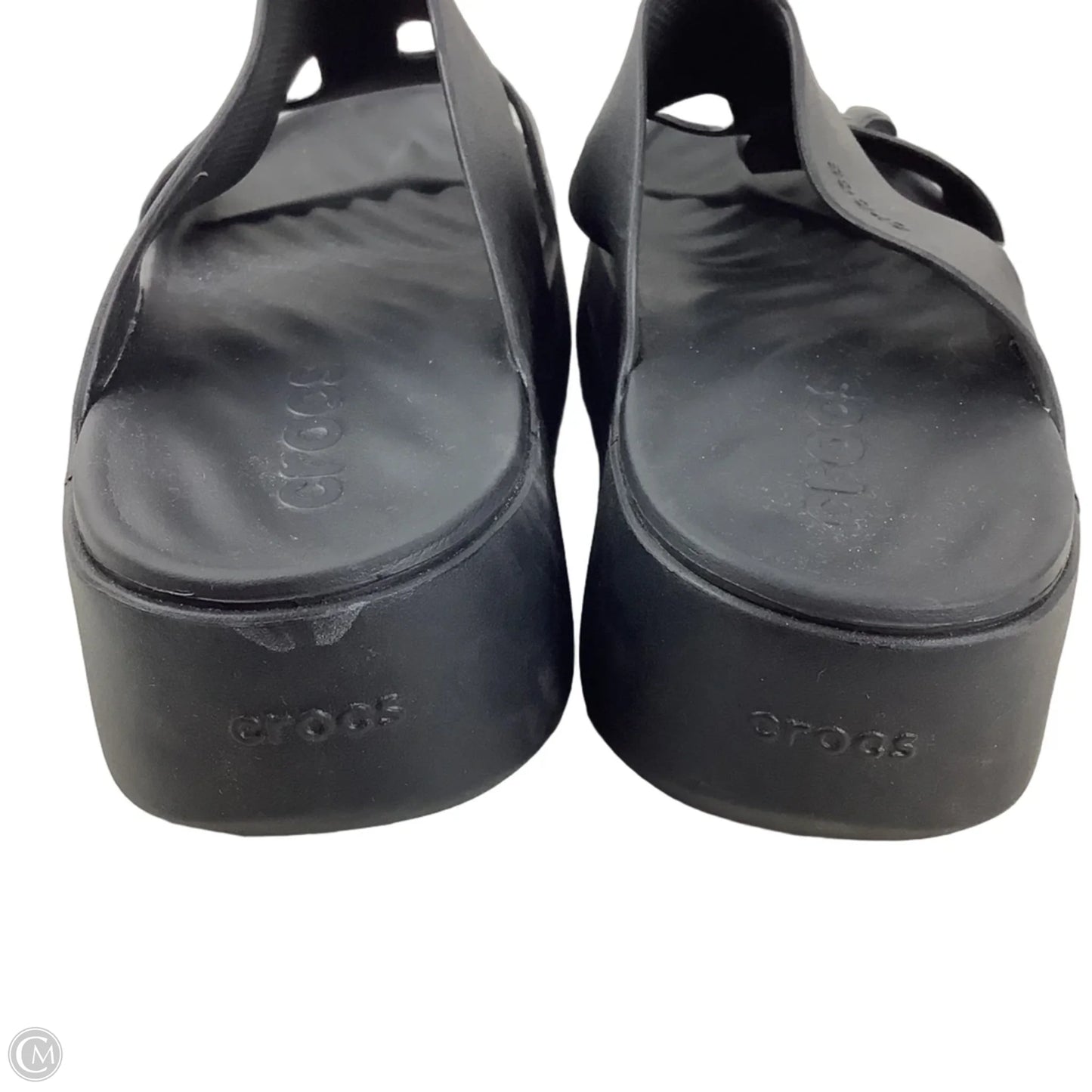 Sandals Heels Platform By Crocs In Black, Size: 11