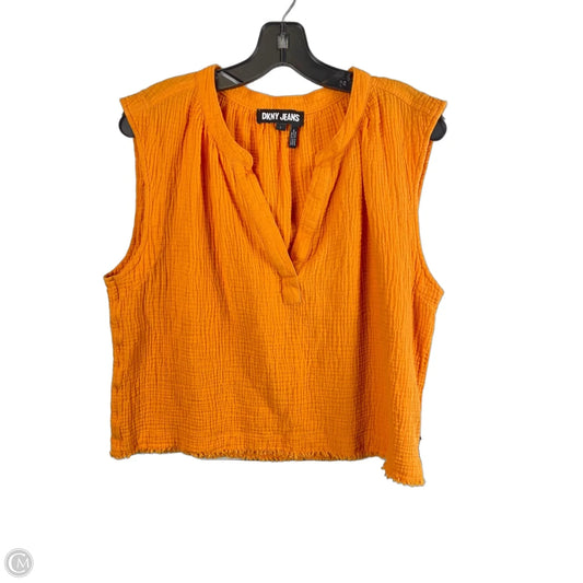 Top Sleeveless By Dkny In Orange, Size: L