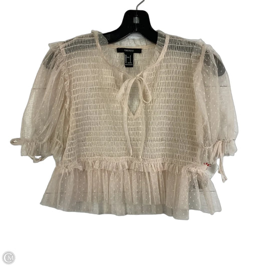 Top Short Sleeve By Forever 21 In Cream, Size: S