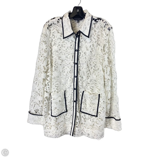 Jacket Shirt By Ming Wang In White, Size: Xl