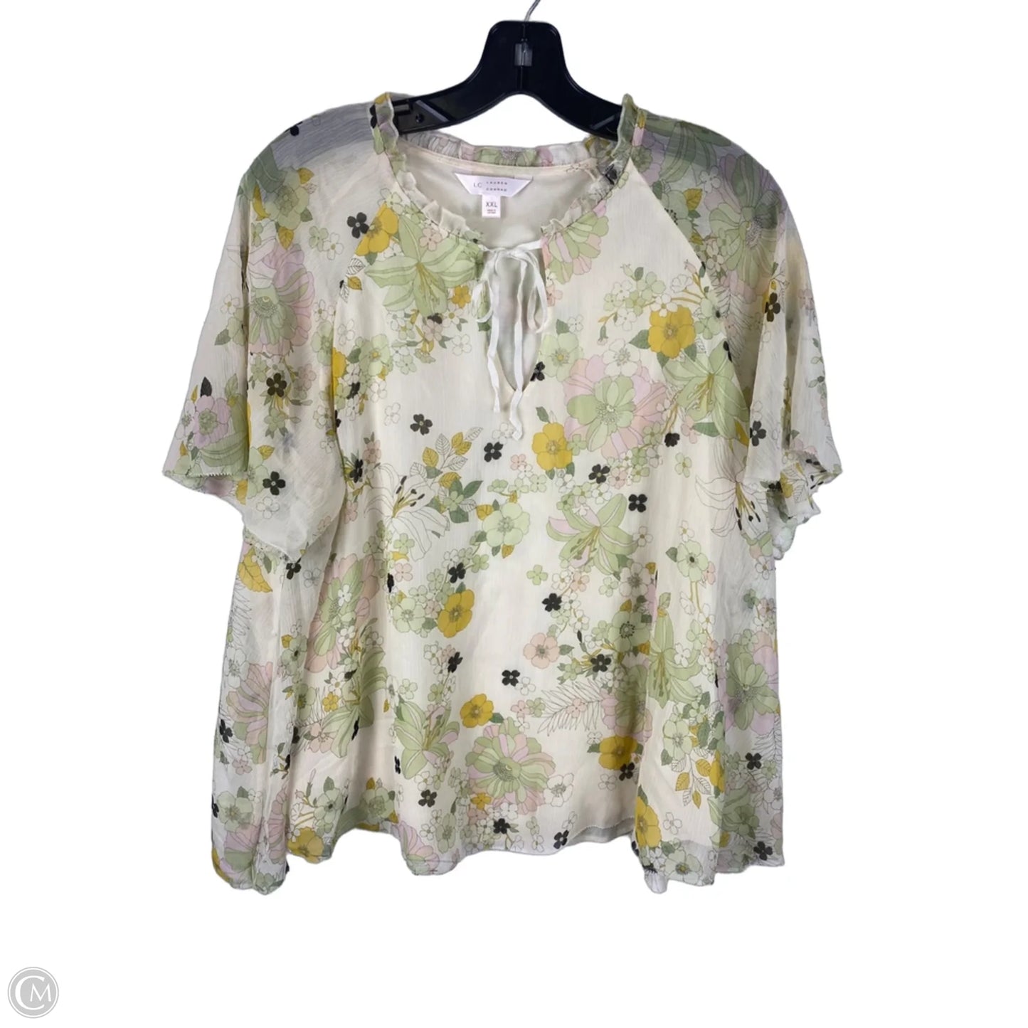 Top Short Sleeve By Lc Lauren Conrad In Floral Print, Size: Xxl