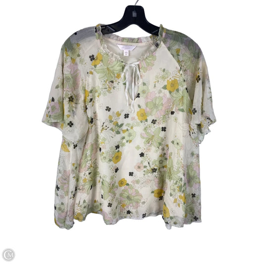 Top Short Sleeve By Lc Lauren Conrad In Floral Print, Size: Xxl