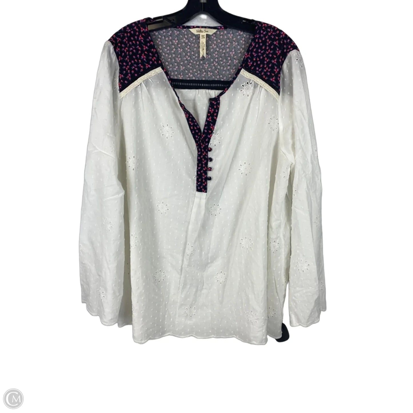 Top Long Sleeve By Matilda Jane In White, Size: Xxl