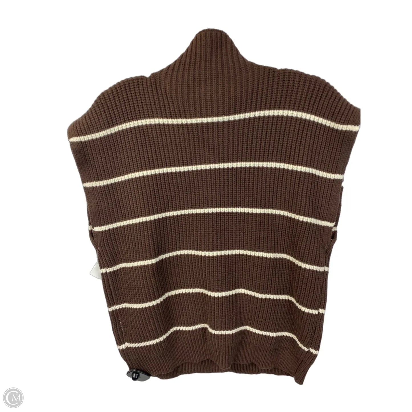 Vest Sweater By Elan In Striped Pattern, Size: L