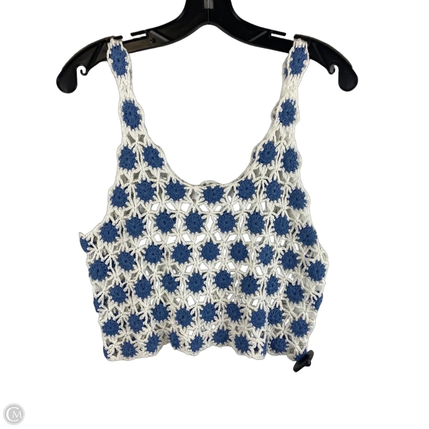 Top Sleeveless By Willow & Root In Blue & White, Size: L