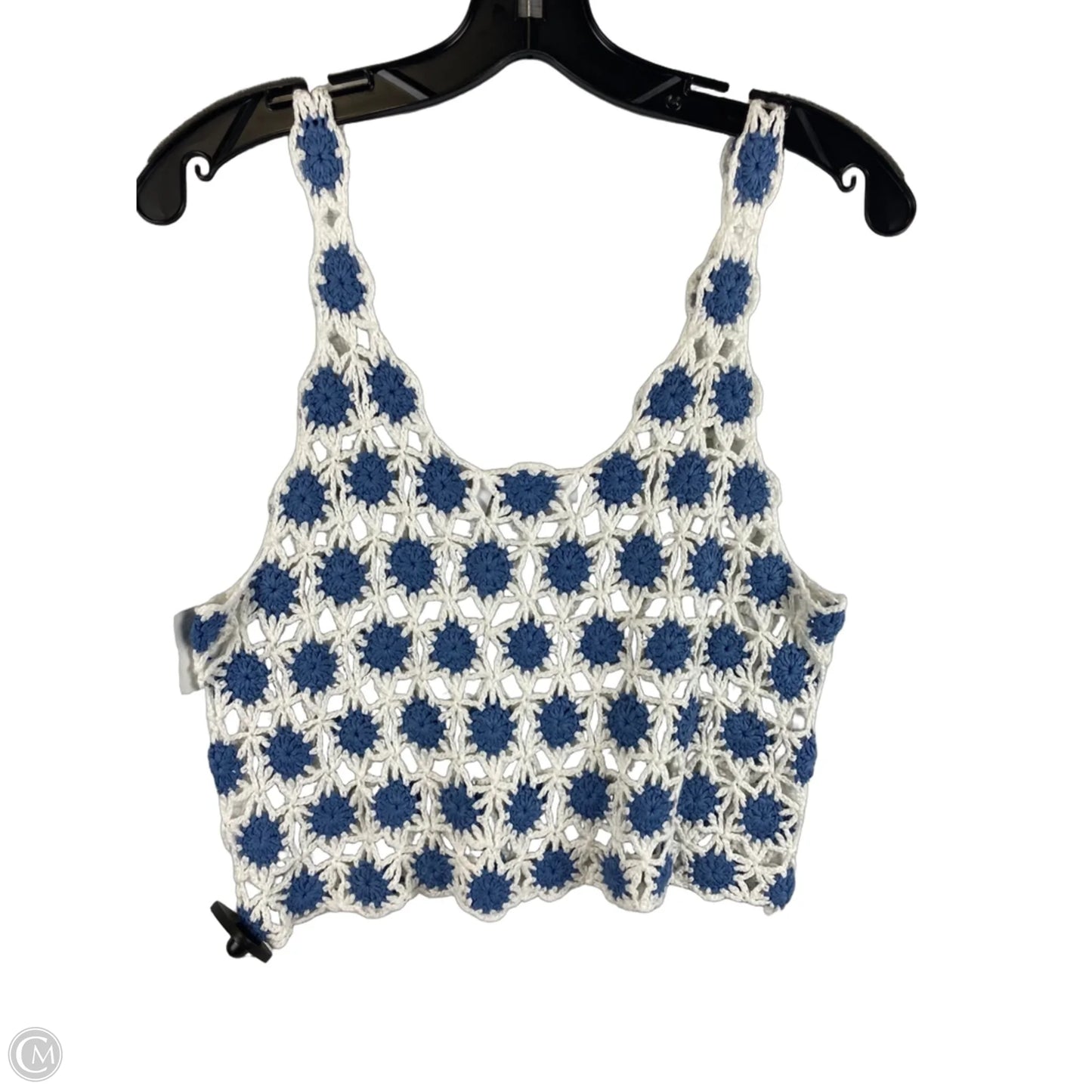 Top Sleeveless By Willow & Root In Blue & White, Size: L