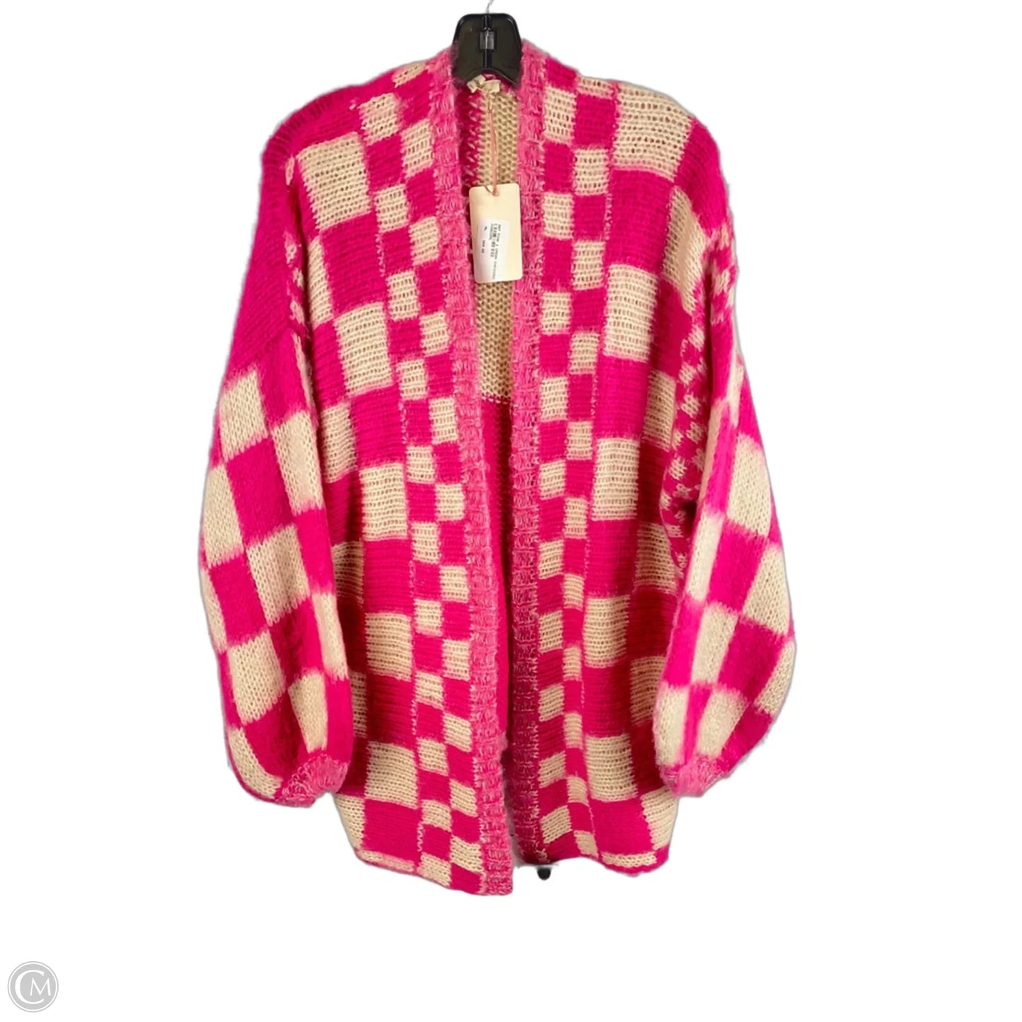 Sweater Cardigan By Entro In Cream & Pink, Size: M