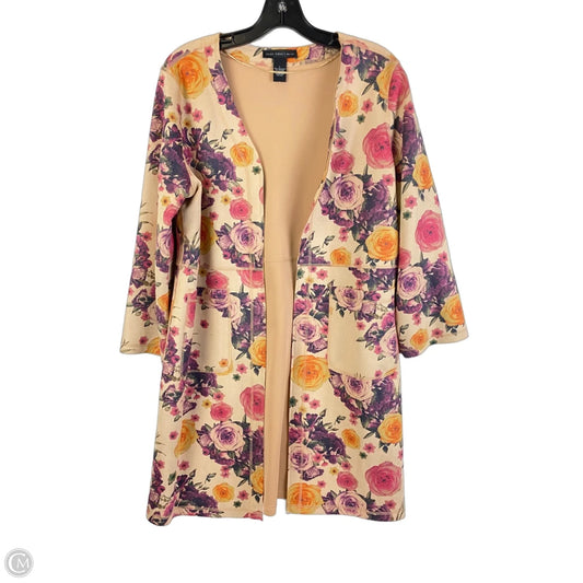 Cardigan By Joan Vass In Floral Print, Size: L