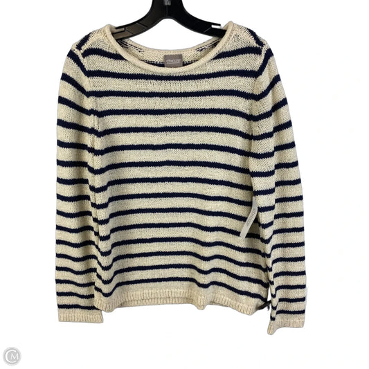 Sweater By Chicos In Striped Pattern, Size: M