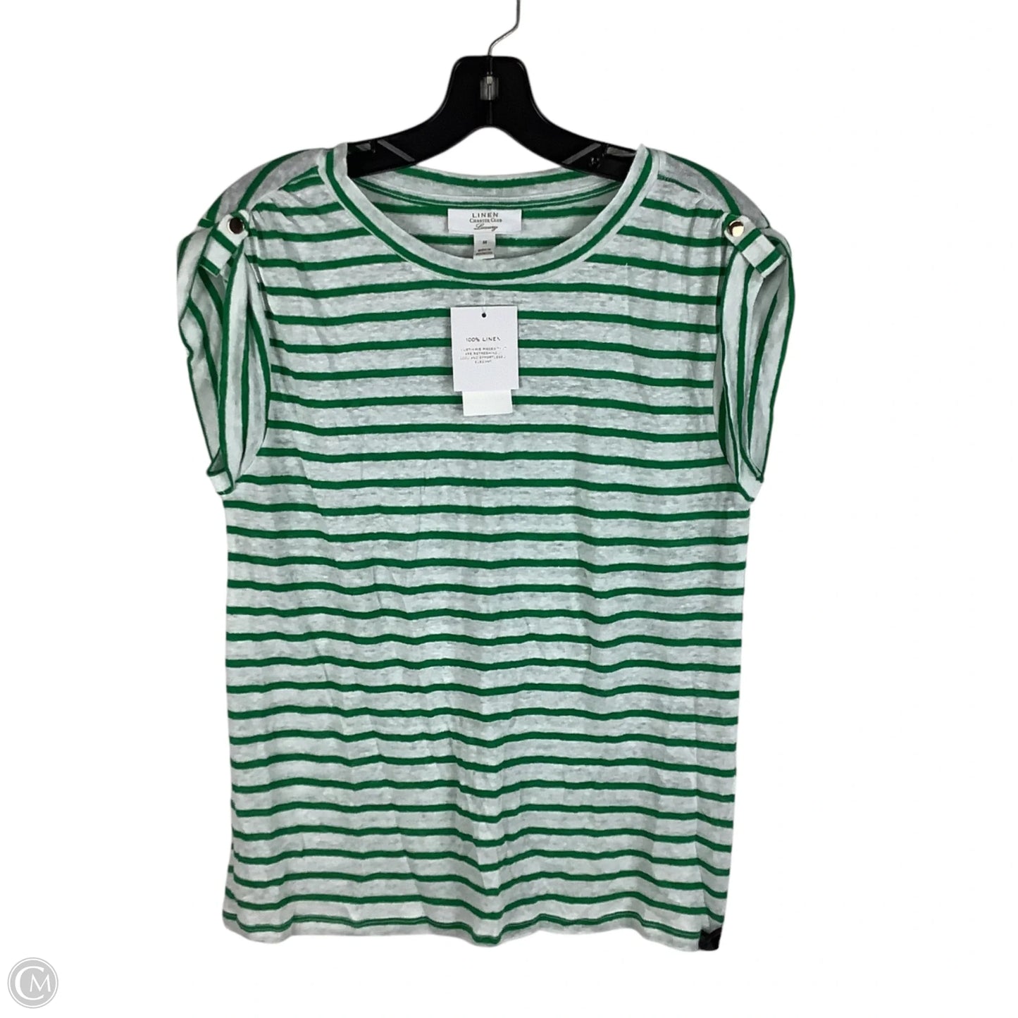 Top Short Sleeve By Charter Club In Striped Pattern, Size: M