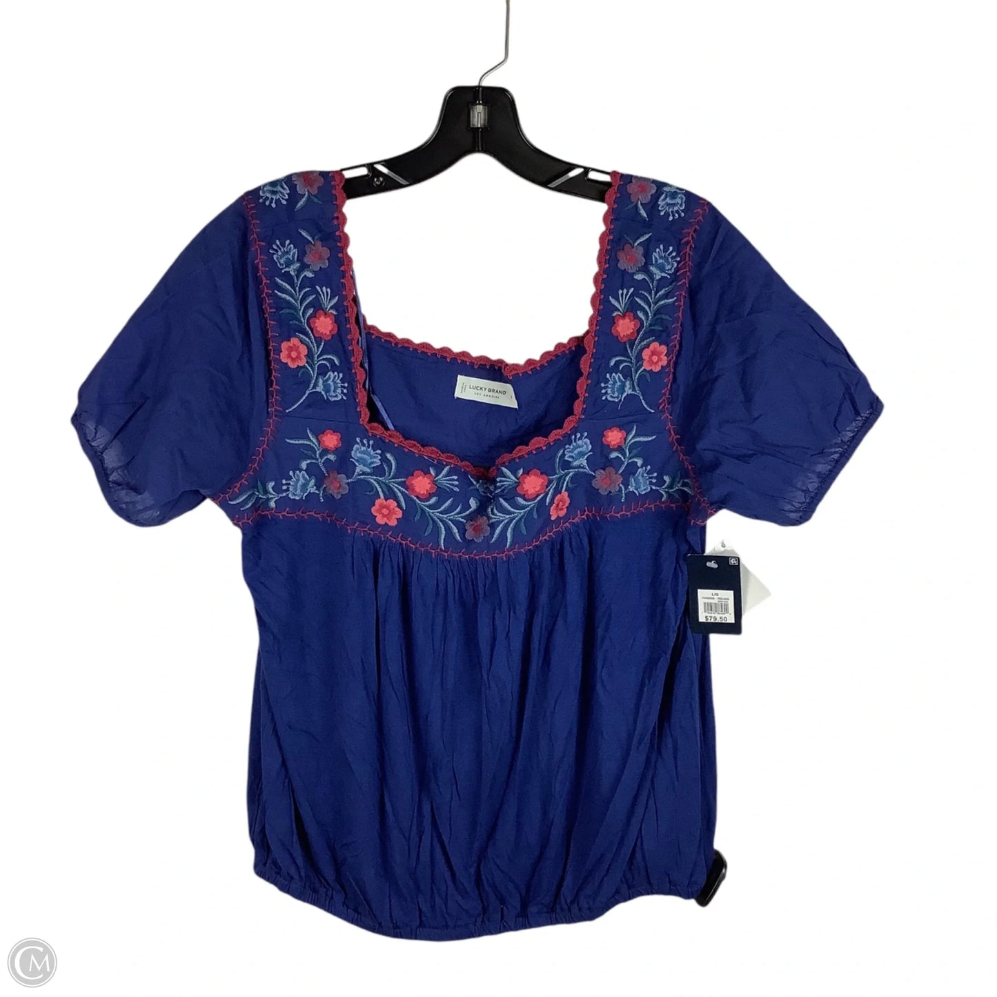 Top Short Sleeve By Lucky Brand In Blue, Size: L