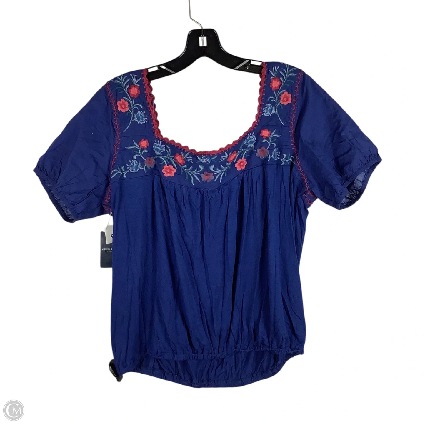 Top Short Sleeve By Lucky Brand In Blue, Size: L