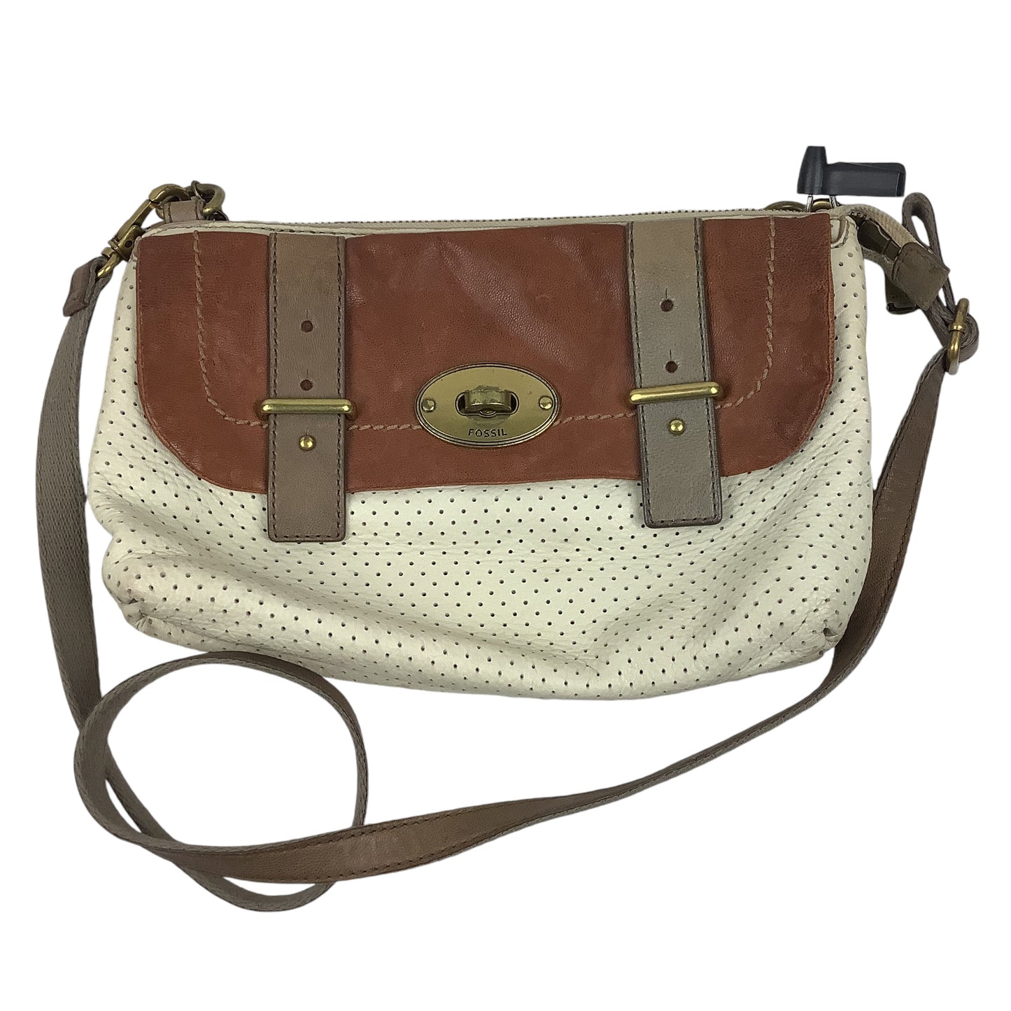 Crossbody Leather By Fossil, Size: Medium