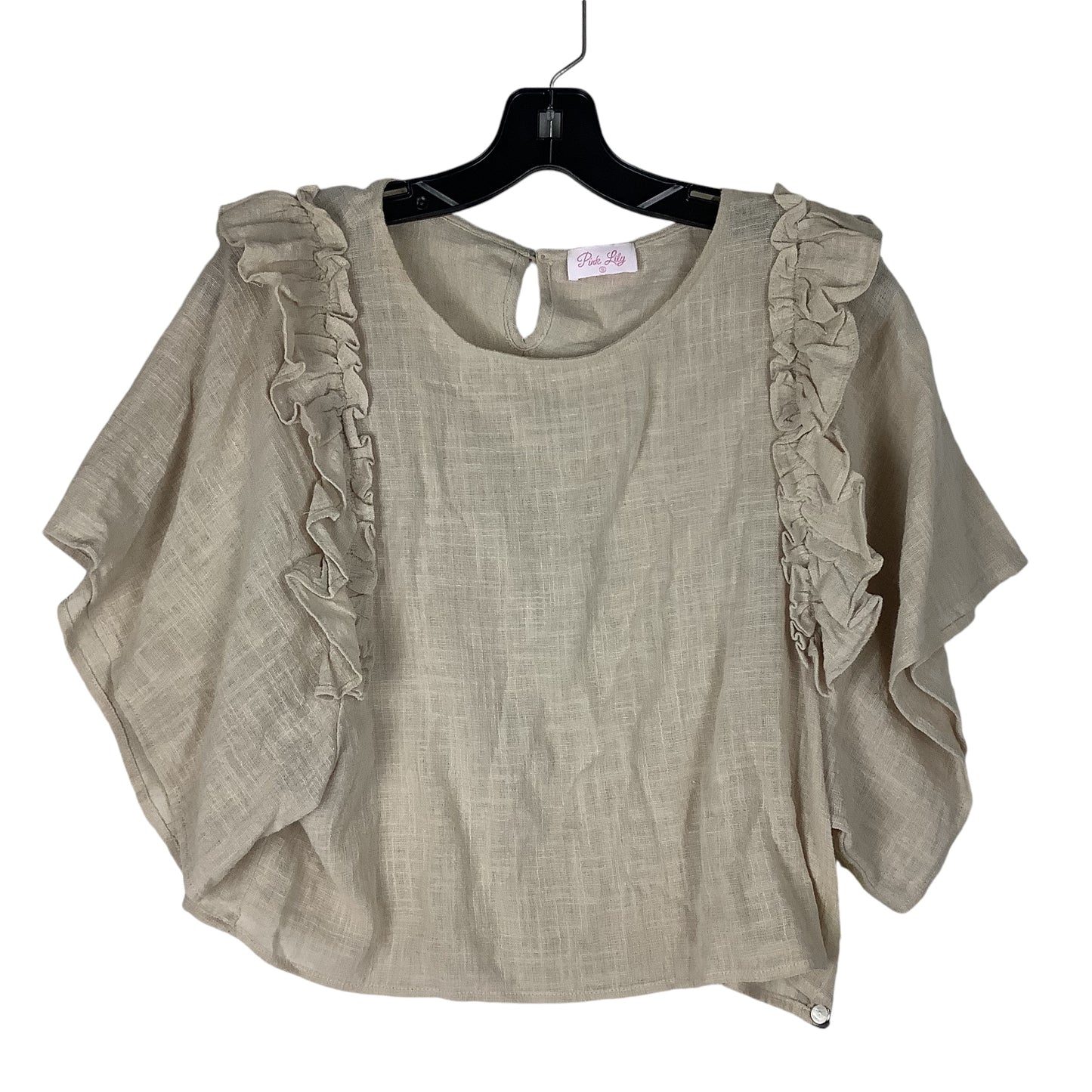 Top Short Sleeve By Pink Lily In Tan, Size: S