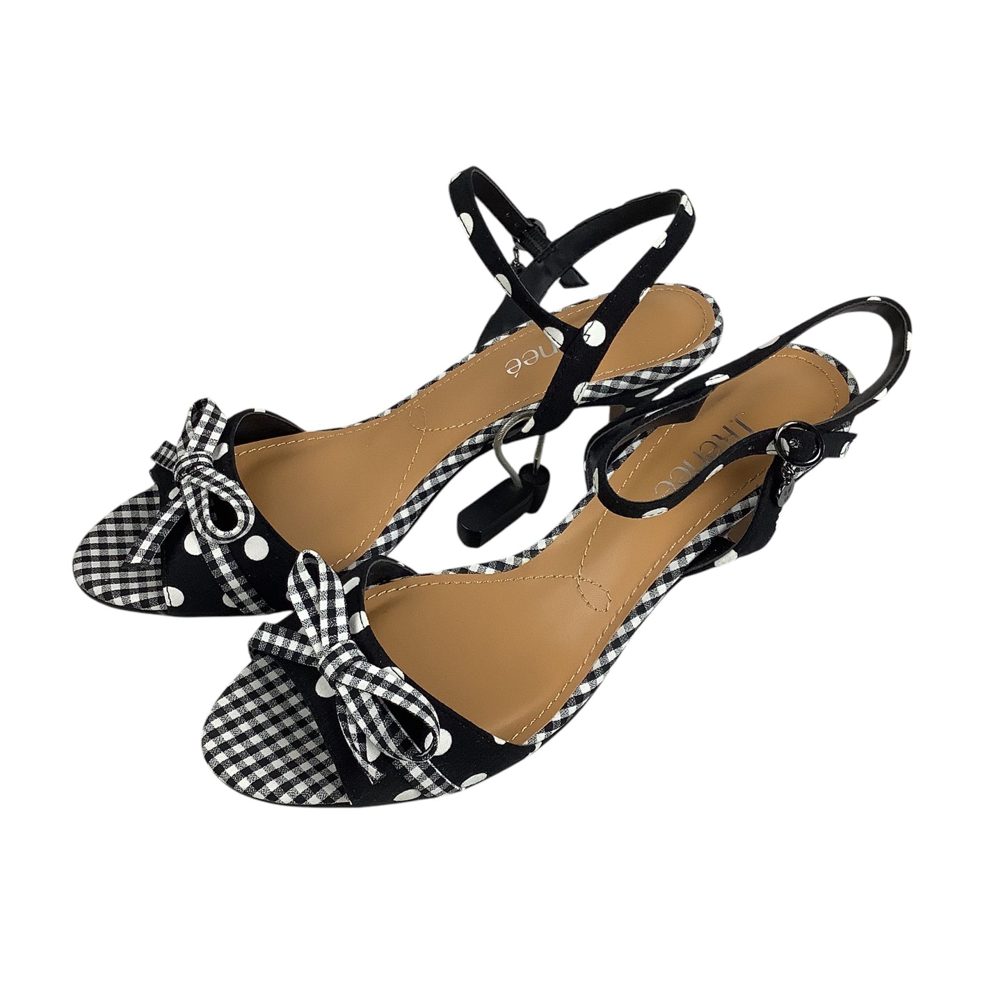 Sandals Heels Kitten By J Renee In Black & White, Size: 9.5