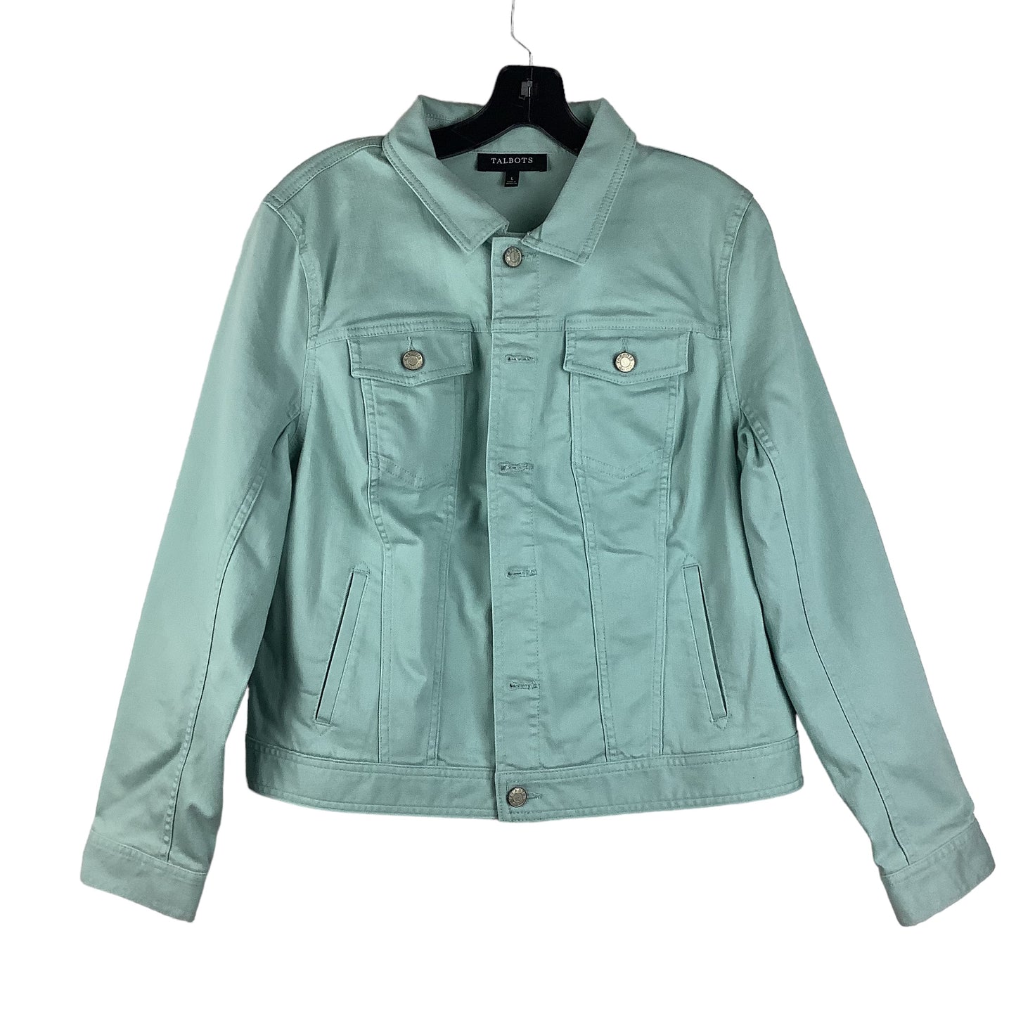 Jacket Denim By Talbots In Green, Size: L