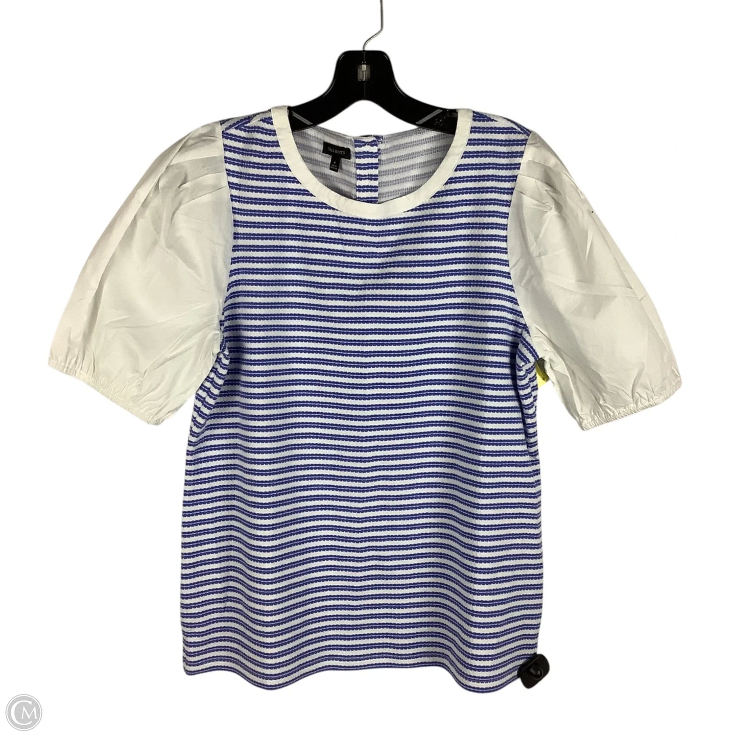 Top Short Sleeve By Talbots In Blue & White, Size: M