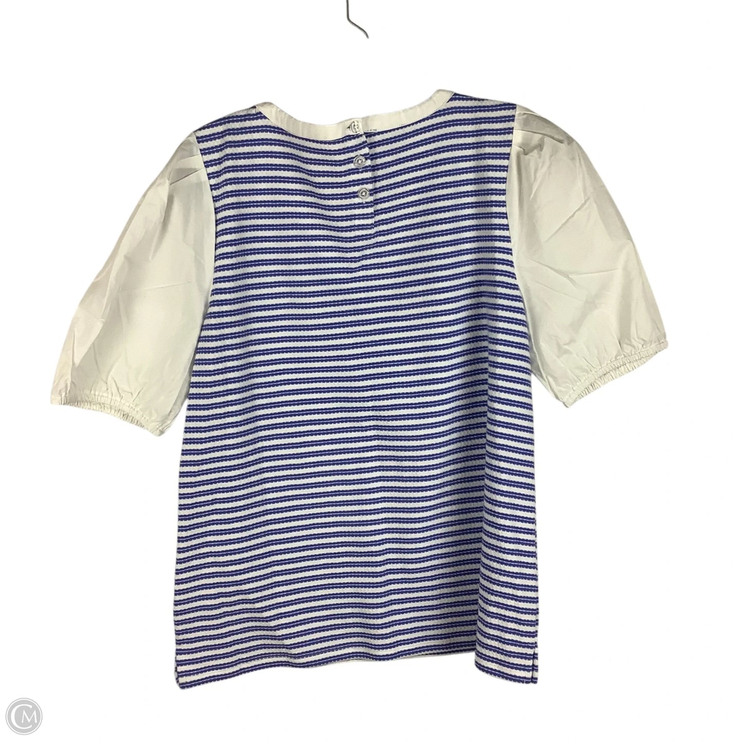 Top Short Sleeve By Talbots In Blue & White, Size: M