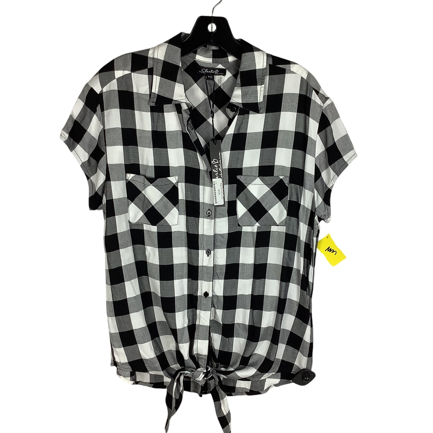 Top Short Sleeve By Charlie B In Plaid Pattern, Size: Sp