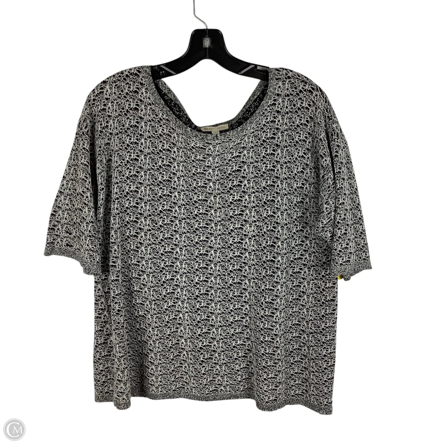 Top Short Sleeve By Eileen Fisher In Black & Cream, Size: L