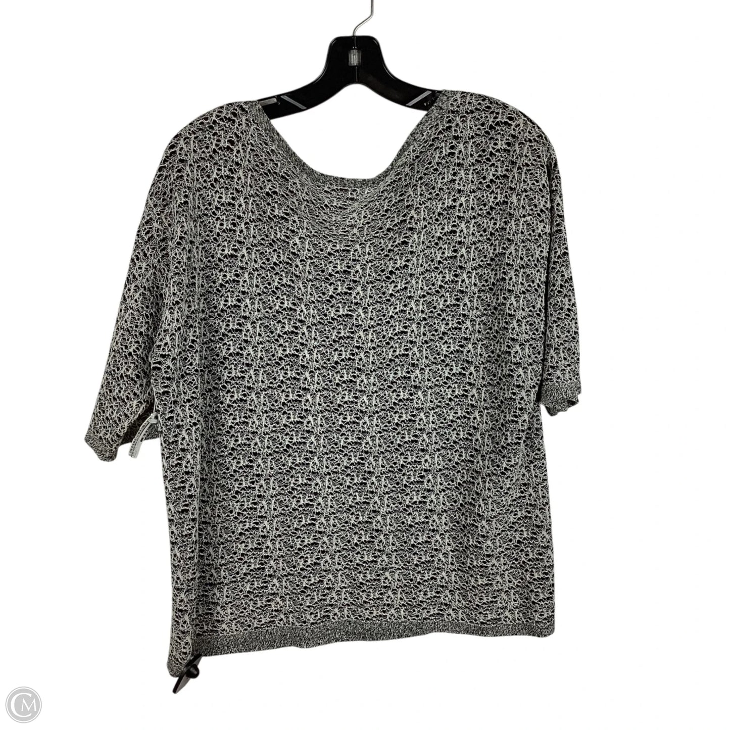 Top Short Sleeve By Eileen Fisher In Black & Cream, Size: L