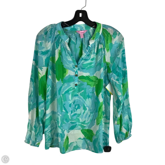 Top Long Sleeve Designer By Lilly Pulitzer In Blue & Green, Size: Xs